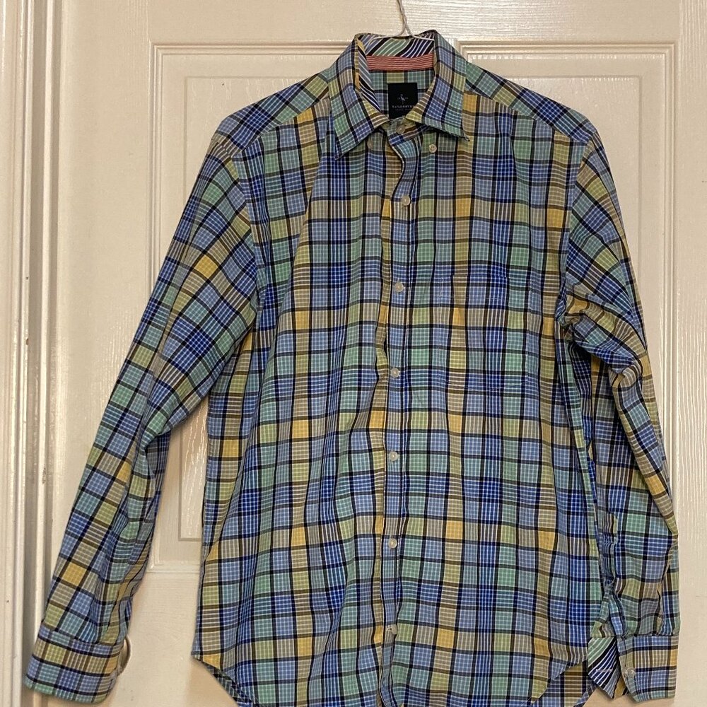 Men's dress shirt by Tailorbyrd Collection multi-color sze medium